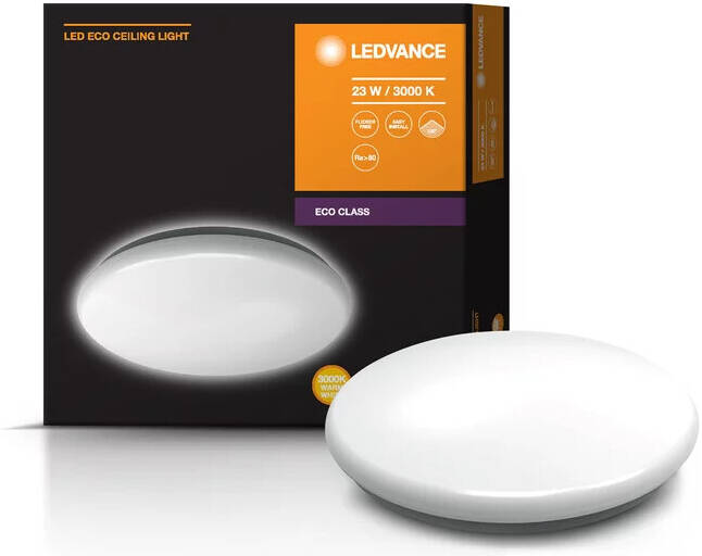 LEDVANCE Eco Ceiling Light 23W Warm White 3000K, Energy Efficient LED Ceiling Fixture for General Indoor Lighting with Long Lifespan and Easy Installation